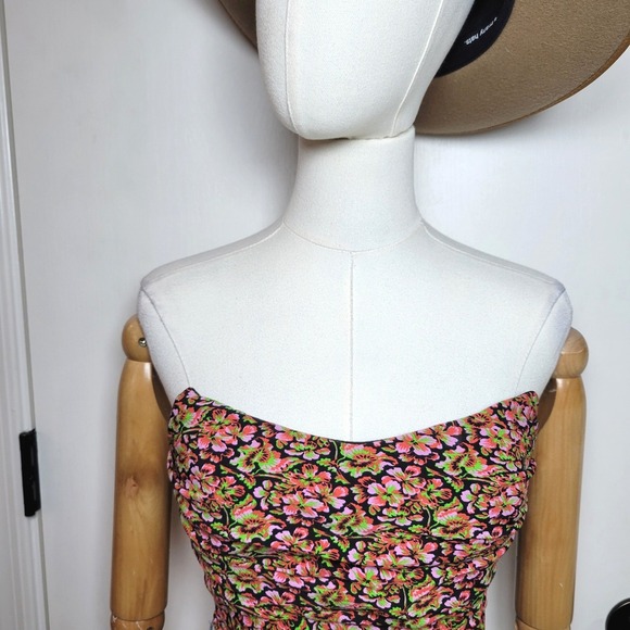 Zara Floral Brocade Corset Crop Top – Hook & Eye Back, Size XS - Picture 3 of 7